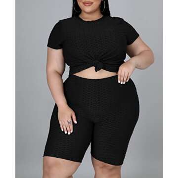 Folivora Women's Plus Size Two Piece Outfits Summer Activewear Set