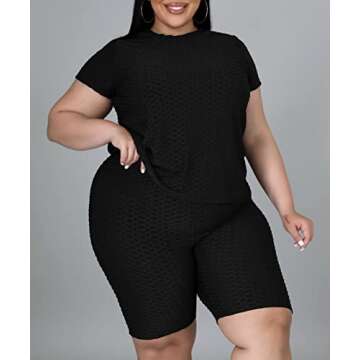 Folivora Plus Size Two Piece Sweatsuit for Summer Activewear