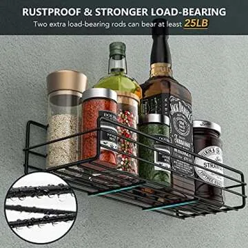 Moforoco Spice Rack Organizer Wall Mount (6Pack), Hanging Black Spice Pantry Organization Storage Shelf, Farmhouse Seasoning Organizer, Flexible Wall Shelves, Kitchen Essentials Home Decor