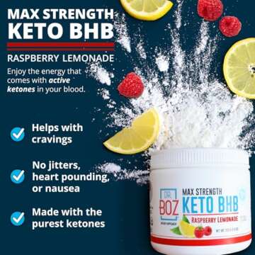 Dr. Boz - Keto BHB Powder - Raspberry Lemonade, 20 Servings - Ketones Drink - Increase Energy & Redu...