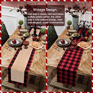 SupMLC Christmas Table Runner 15x72 Inch Plaid Decor