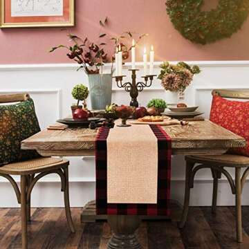 SupMLC Christmas Table Runner 15x72 Inch Plaid Decor