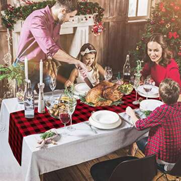 SupMLC Christmas Table Runner 15x72 Inch Plaid Decor
