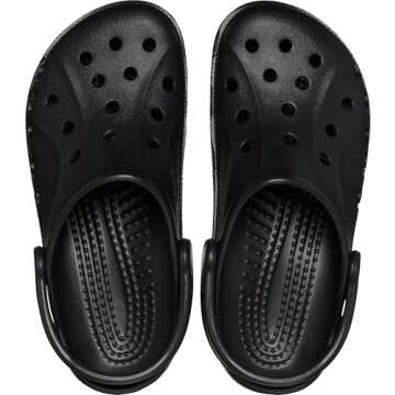 Crocs Unisex-Adult Baya Clogs, Black, 6 Women/4 Men