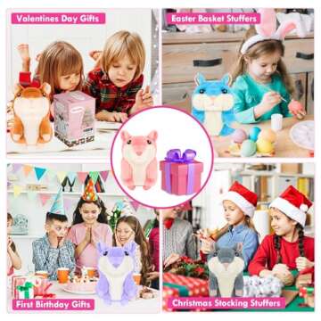 TWORIVER Valentines Day Gifts for Kids Talking Hamster Repeats What You Say,Baby Toys for Ages 2-4 5-7 8-13 Year Old Boy Girl Birthday Gift Toddler Toys Age 1-2, Unique Top Easter Funny Gifts Brown