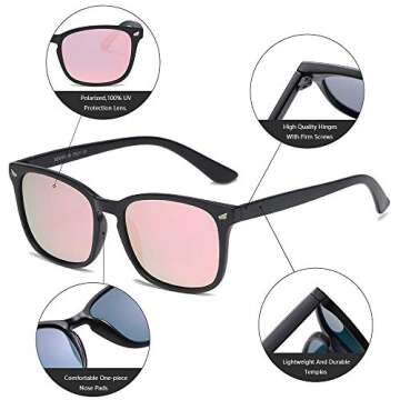 DUSHINE Women's Polarized Sunglasses UV400 Protection Stylish Design