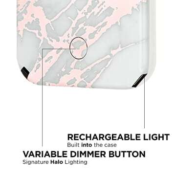 Case-Mate LuMee Halo Light Up Selfie Case for iPhone 12 Pro Max (5G) - Front & Rear Illumination - 6.7 Inch - Rose Gold White Marble