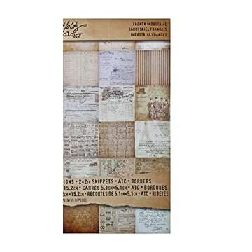 French Industrial Paper Stash by Tim Holtz Idea-ology, 36 Sheets, Double-Sided Cardstock, Various Sizes, Multicolored, TH93052