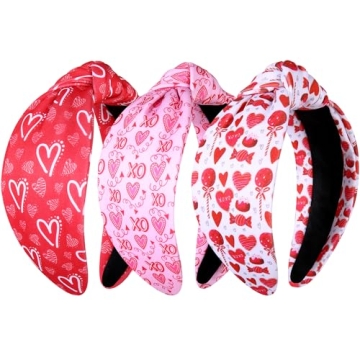 JERTOCLE Valentine's Day Headband Holiday Headband Accessories for Women Printed XOXO LOVE Heart Kno...