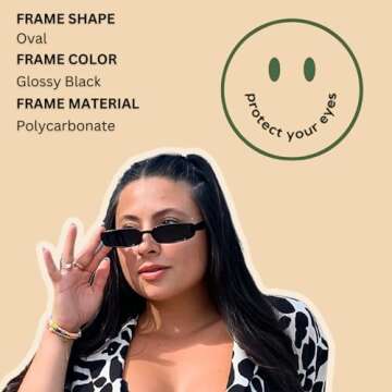 ShadyVEU Slim Classic Rectangular Sunglasses UV Protection 90’s Vintage Small Wide Retro Frame Fas...