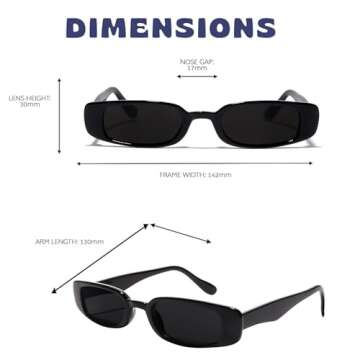 ShadyVEU Slim Classic Rectangular Fashion Sunglasses UV Protection