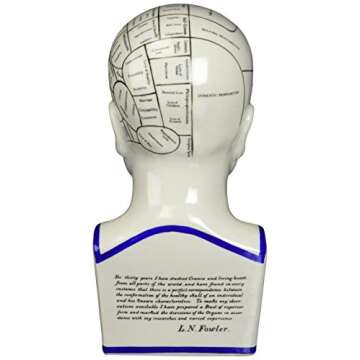 Design Toscano SP020 Full Size Phrenology Head Bust Fortune Telling Statue, 12 Inch, Porcelain, White