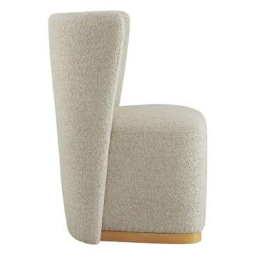 CHITA Upholstered Rolling Dining Chair on Casters Set of 2, FSC Certified Modern Fabric Dining Chair with Casters, Boucle Dining Chairs for Reading Room Waiting Room Kitchen Dining Room, Oatmeal