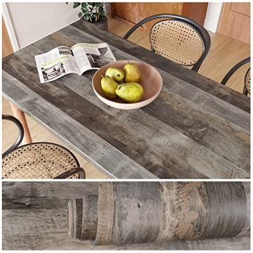 VEELIKE Weathered Grey Wood Contact Paper for Easy Home Makeover