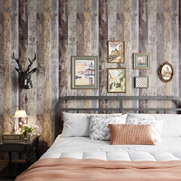 VEELIKE Weathered Grey Wood Contact Paper for Easy Home Makeover