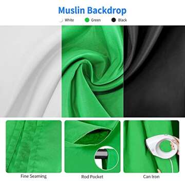 NEEWER Photography Lighting kit with Backdrops, 8.5x10ft Backdrop Stands, UL Certified 5700K 800W Equivalent 24W LED Umbrella Softbox Continuous Lighting, Photo Studio Equipment for Photo Video Shoot