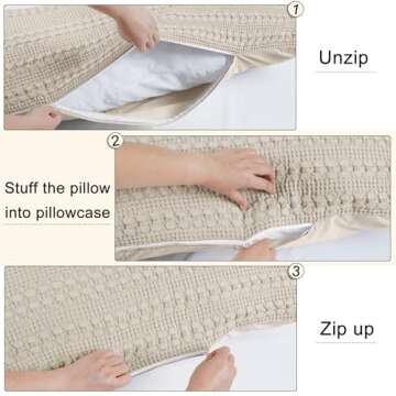 PHF 100% Cotton Waffle Body Pillowcase with Zipper, 1 Pack 20" x 54" Soft Skin-Friendly Pillow Sham, No Filling, Aesthetic Woven and Breathable Waffle Weave Body Pillow Cover for Bed, Oatmeal