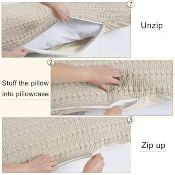 PHF 100% Cotton Waffle Body Pillowcase with Zipper, 1 Pack 20" x 54" Soft Skin-Friendly Pillow Sham, No Filling, Aesthetic Woven and Breathable Waffle Weave Body Pillow Cover for Bed, Oatmeal