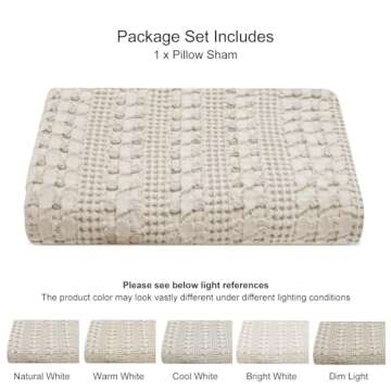 PHF 100% Cotton Waffle Body Pillowcase with Zipper, 1 Pack 20" x 54" Soft Skin-Friendly Pillow Sham, No Filling, Aesthetic Woven and Breathable Waffle Weave Body Pillow Cover for Bed, Oatmeal