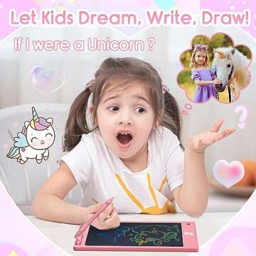 FLUESTON Toys LCD Writing Tablet Toddler,Toys for Boys Girls 3 4 5 6 7 8year,8.8 Inch 1pcs in 1 Pack Drawing Pad Toy Christmas Birthday Gifts for Kids,Drawing Tablet Doodle Board Cute Unicorn