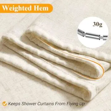 Stylish Extra Wide Linen Shower Curtain for Coastal Homes