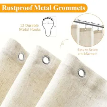 Stylish Extra Wide Linen Shower Curtain for Coastal Homes