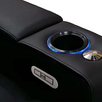 Valencia Piacenza Home Theater Seating | Premium Top Grain Nappa 9000 Leather, Power Recliner, Power Headrest, LED Lighting (Row of 2, Black)