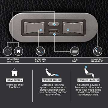 Valencia Piacenza Home Theater Seating | Premium Top Grain Nappa 9000 Leather, Power Recliner, Power Headrest, LED Lighting (Row of 2, Black)