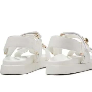 GOUPSKY Womens Adjustable Summer Beach Sandals Comfortable Arch Support Shoes Casual Wide Flat Sandals White 8