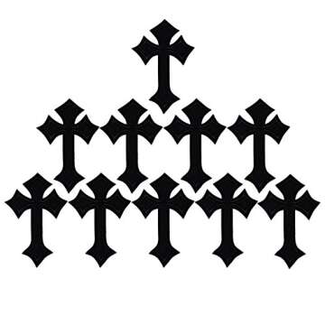 XUNHUI 10PCS Patch Black Cross Embroidered Applique iron on Clothing Embroidered Patches
