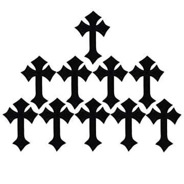 XUNHUI 10PCS Patch Black Cross Embroidered Applique iron on Clothing Embroidered Patches
