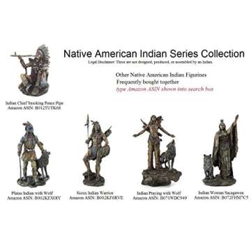 Native American Indian Chief Smoking Peace Pipe Statue Sculpture Figurine