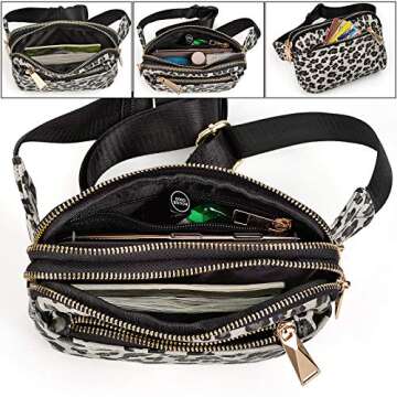 UTO Fanny Pack for Women Crossbody Trendy Fashion Belt Purse Chest Waist Hip Bumbag for Outdoor Shopping Travel Hiking