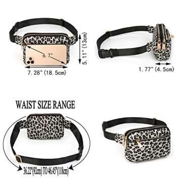 UTO Fanny Pack for Women Crossbody Trendy Fashion Belt Purse Chest Waist Hip Bumbag for Outdoor Shopping Travel Hiking