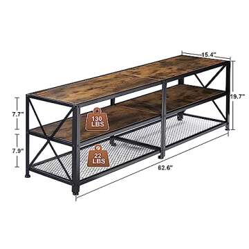 BETTAHOME TV Stand for Up to 70 Inch TVs, Accent 3 Tier TV Console Table for Living Room, Media Cent...