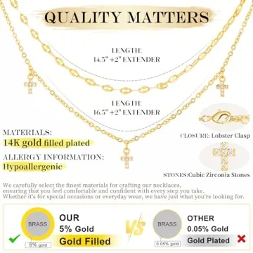 Poxtex Dainty Gold Cross Necklace for Women