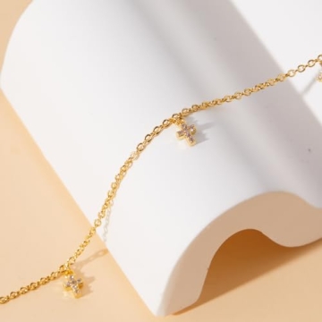 Poxtex Dainty Gold Cross Necklace for Women