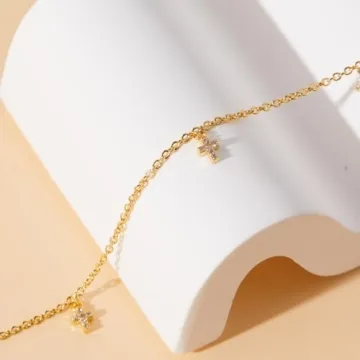 Poxtex Dainty Gold Cross Necklace for Women
