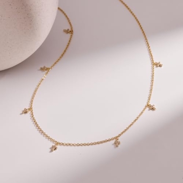 Poxtex Dainty Gold Cross Necklace for Women