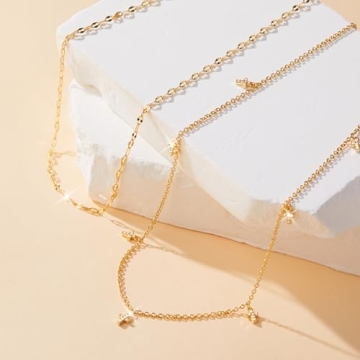 Poxtex Dainty Gold Cross Necklace for Women