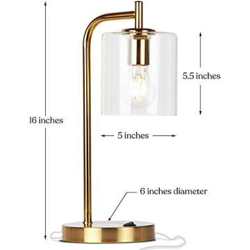 Brightech Elizabeth Table Lamp with Wireless Charging Pad and USB Port, Bedside Reading Lamp, Vintag...