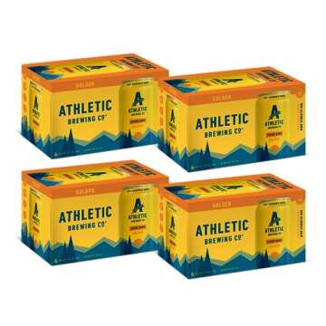 Athletic Brewing Company Craft Non-Alcoholic Beer - 24 Pack x 12 Fl Oz Cans - Upside Dawn Craft Gold...