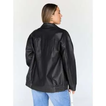 Trendy Queen Women’s Oversized Faux Leather Motorcycle Jacket