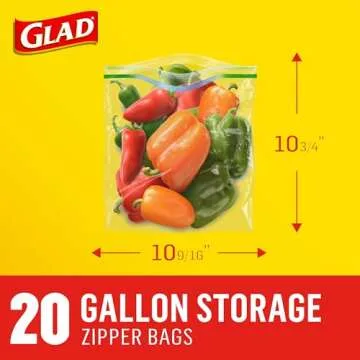 Glad Zipper Food Storage Bags - Gallon Size, 20 Count