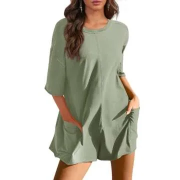 Womens Romper Summer Outfits for Women Overall Shorts Jumpsuit for Women Spring Break Outfit Green S