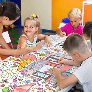 Giant Coloring Poster for Classroom Wall - Versatile 31.5 x 72 Inches Summer Activity Poster/Table Cover, School Parties, Summer Birthday Party and Special Events Decoration
