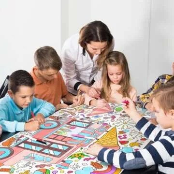 Giant Coloring Poster for Classroom Wall - Versatile 31.5 x 72 Inches Summer Activity Poster/Table Cover, School Parties, Summer Birthday Party and Special Events Decoration