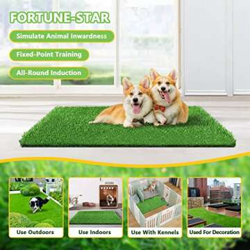 Fortune-star 39.3 in X 31.5 in Grass Pad for Dogs for Professional Potty Training, Reusable Artificial Grass for Dogs, Dog Grass with Drainage Holes, Turf Dog Potty for Indoor/Outdoor Easy to Clean
