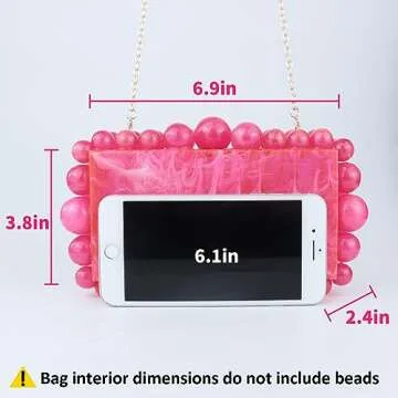 LADIHAB Rose Red Beaded Evening Clutch for Women