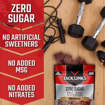 Jack Link's Beef Jerky, Original, Zero Sugar – Flavorful Meat Snacks, Ready to Eat Protein Snacks with 13g of Protein, Made with 100% Beef, Keto, Paleo & Carnivore Diet Ready – 7.3 Oz. (Pack of 2)